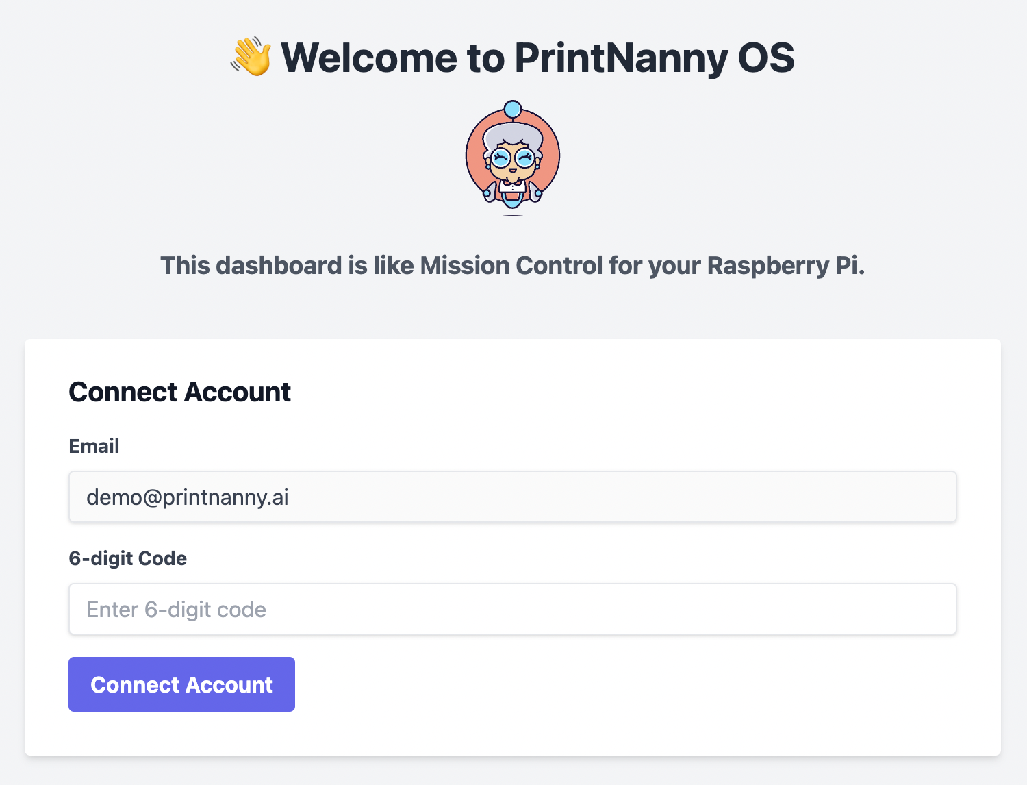 PrintNanny OS email 2fa prompt